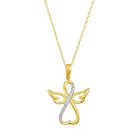 14K Yellow Gold Angel Diamond Pendant Necklace