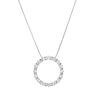 14K White Gold Diamond Circle Pendant