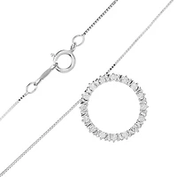 14K White Gold Diamond Circle Pendant