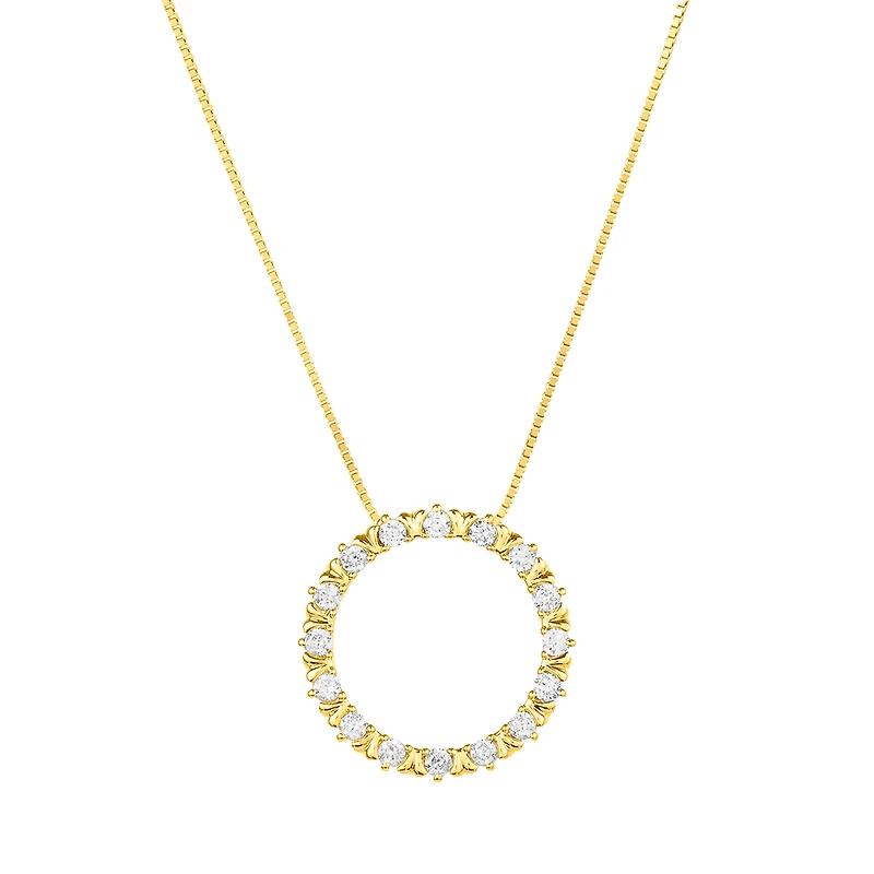14K Yellow Gold Diamond Circle Pendant
