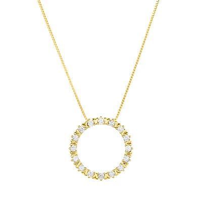14K Yellow Gold Diamond Circle Pendant