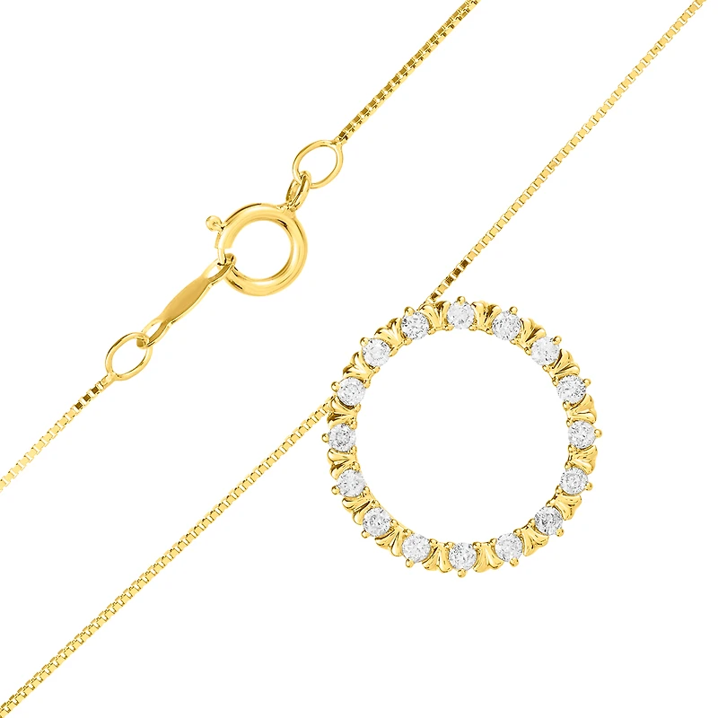 14K Yellow Gold Diamond Circle Pendant
