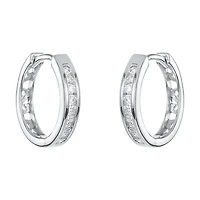 14K White Gold 15mm Diamond Huggies