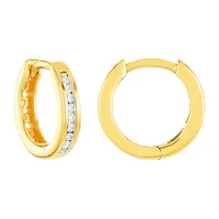 14K Yellow Gold 13mm Diamond Huggies