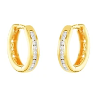 14K Yellow Gold 13mm Diamond Huggies