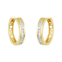 14K Yellow Gold 15mm Diamond Huggies