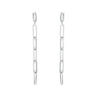 Silver Cubic Zirconia Open Link Dangle Earrings