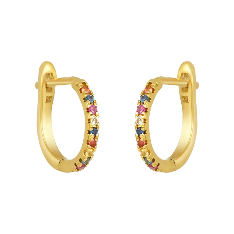 18K Yellow Gold 12mm Multi Sapphires Hoops
