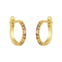 18K Yellow Gold 12mm Multi Sapphires Hoops