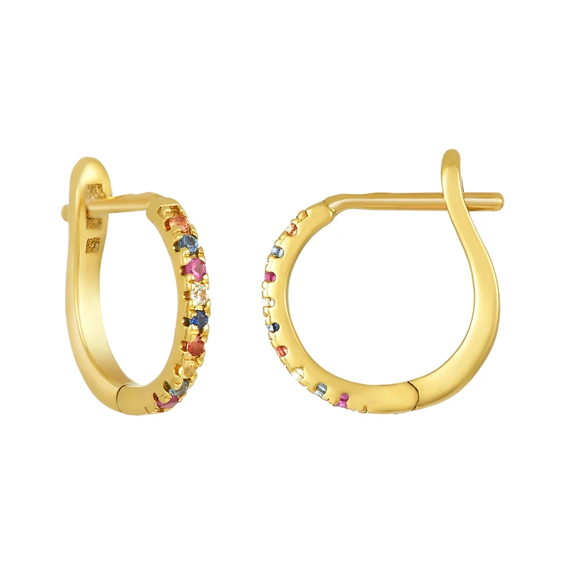 18K Yellow Gold 12mm Multi Sapphires Hoops