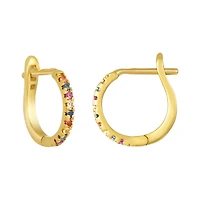 18K Yellow Gold 12mm Multi Sapphires Hoops