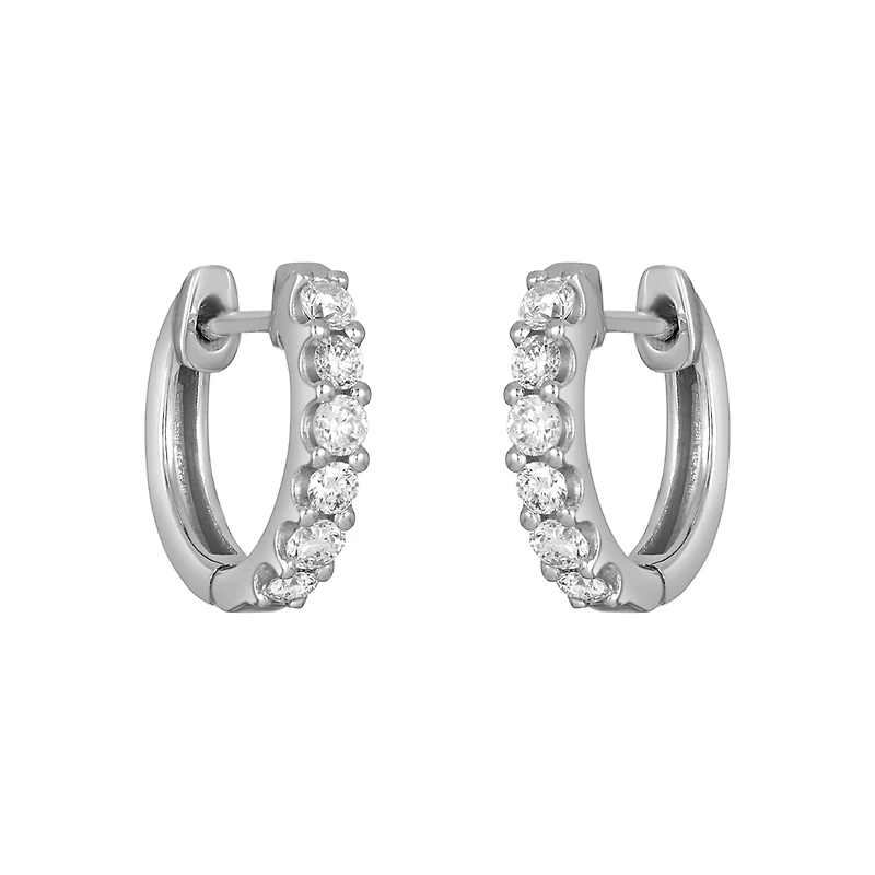 18K White Gold 13.5mm Diamond Huggies