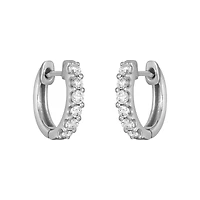 18K White Gold 13.5mm Diamond Huggies