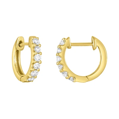 18K Yellow Gold 13.5mm Diamond Huggies