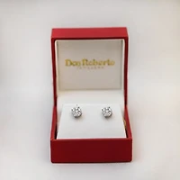 14K Gold Round Cluster Diamond Stud Earrings