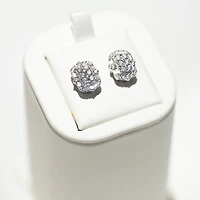 14K Two Tone Gold Emerald Shaped Diamond Studs