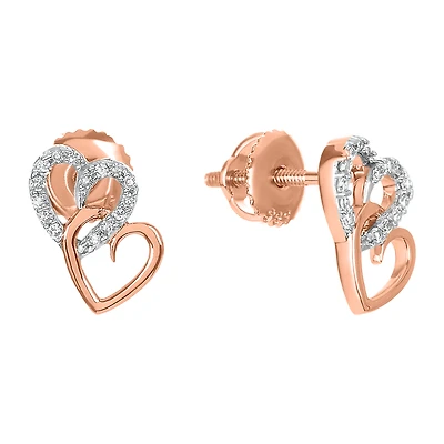 14K Rose Gold Interlocking Heart Earrings