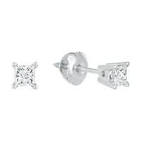 14K White Gold Princess Cut Diamond Stud Earrings