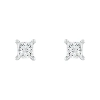 14K White Gold Princess Cut Diamond Stud Earrings