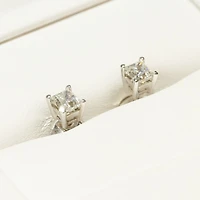 14K White Gold Princess Cut Diamond Stud Earrings