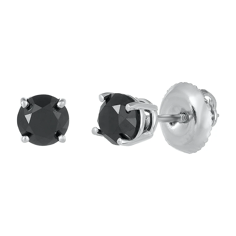 14K White Gold Black Diamond Earrings