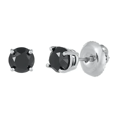 14K White Gold Black Diamond Earrings