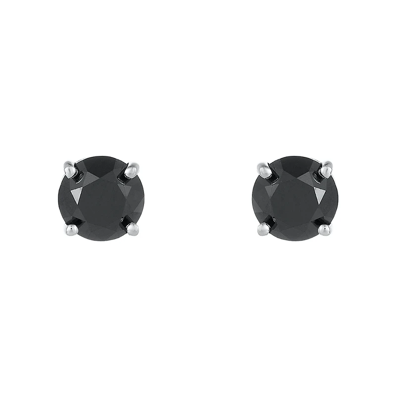 14K White Gold Black Diamond Earrings