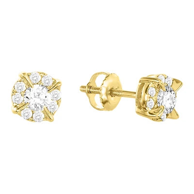 14K Yellow Gold Round Claw Prong Diamond Earrings