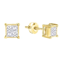 14K Yellow Gold Quad Head Diamond Stud Earrings