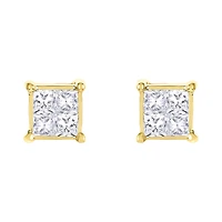 14K Yellow Gold Quad Head Diamond Stud Earrings