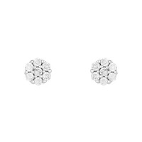 14K White Gold Mini Flower Diamond Earrings