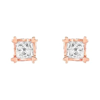 14K Rose Gold .20 Ct. T.W. Princess Cut Earrings