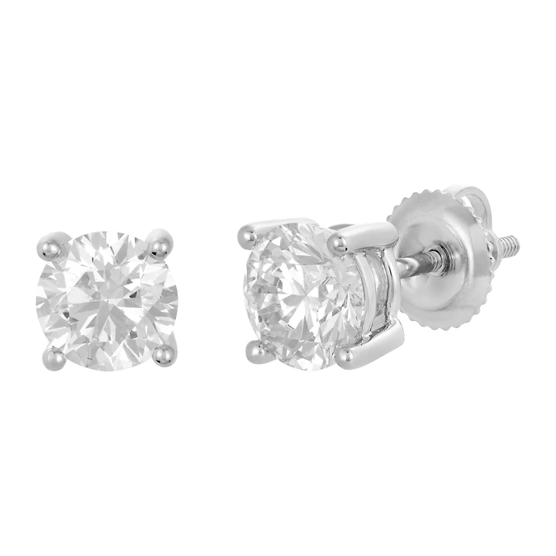 14K Gold Round Lab Grown Diamond Stud Earring