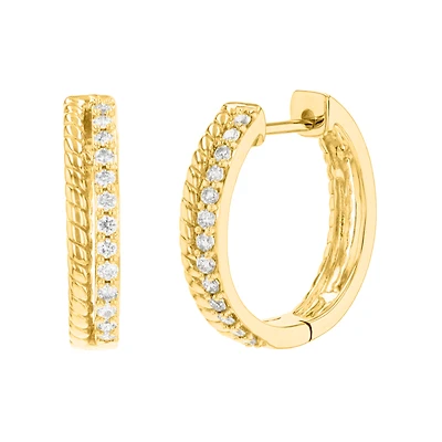14K Yellow Gold Cable Twist Diamond Earrings