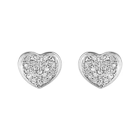 14K White Gold Pave Heart Diamond Stud Earrings