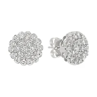 14K White Gold Round Cluster Diamond Studs