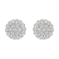 14K White Gold Round Cluster Diamond Studs