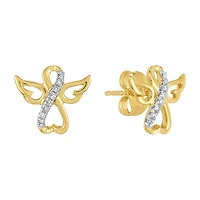 14K Yellow Gold Angel Diamond Studs