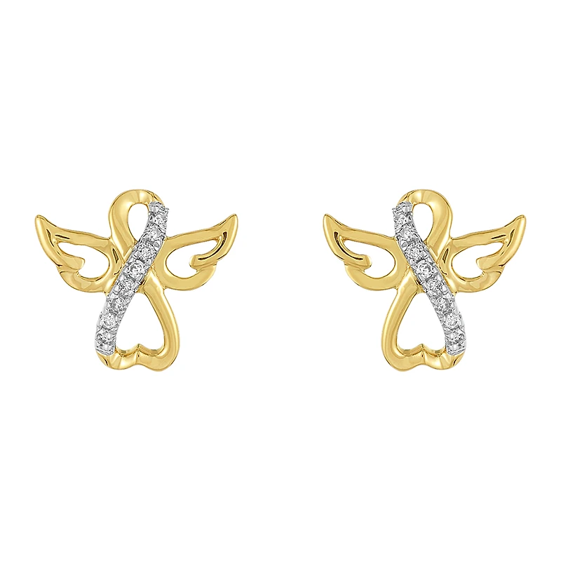 14K Yellow Gold Angel Diamond Studs