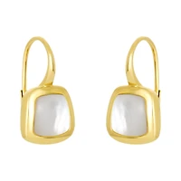 14K Yellow Gold Opal Bezel Drop Earrings