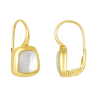 14K Yellow Gold Opal Bezel Drop Earrings