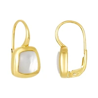 14K Yellow Gold Opal Bezel Drop Earrings