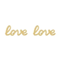 14K Yellow Gold "Love" Stud Earrings