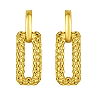 14K Yellow Gold Rectangle Dangle Earrings