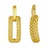 14K Yellow Gold Rectangle Dangle Earrings