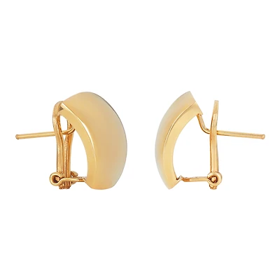 14K Yellow Gold 15mm Flat Front High Polish Earrings
