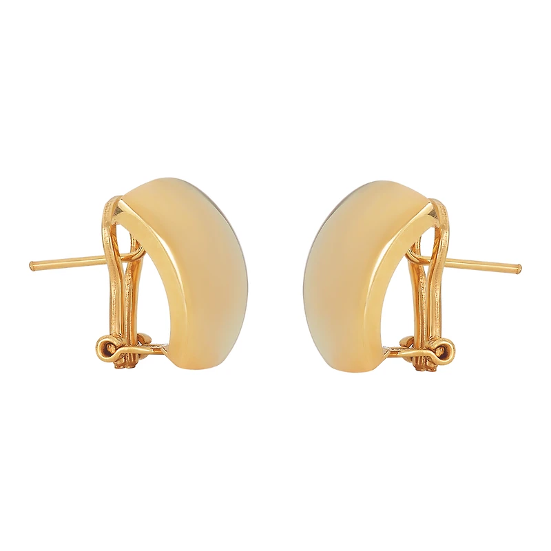 14K Yellow Gold 15mm Flat Front High Polish Earrings