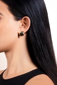 14K Yellow Gold 15mm Flat Front High Polish Earrings