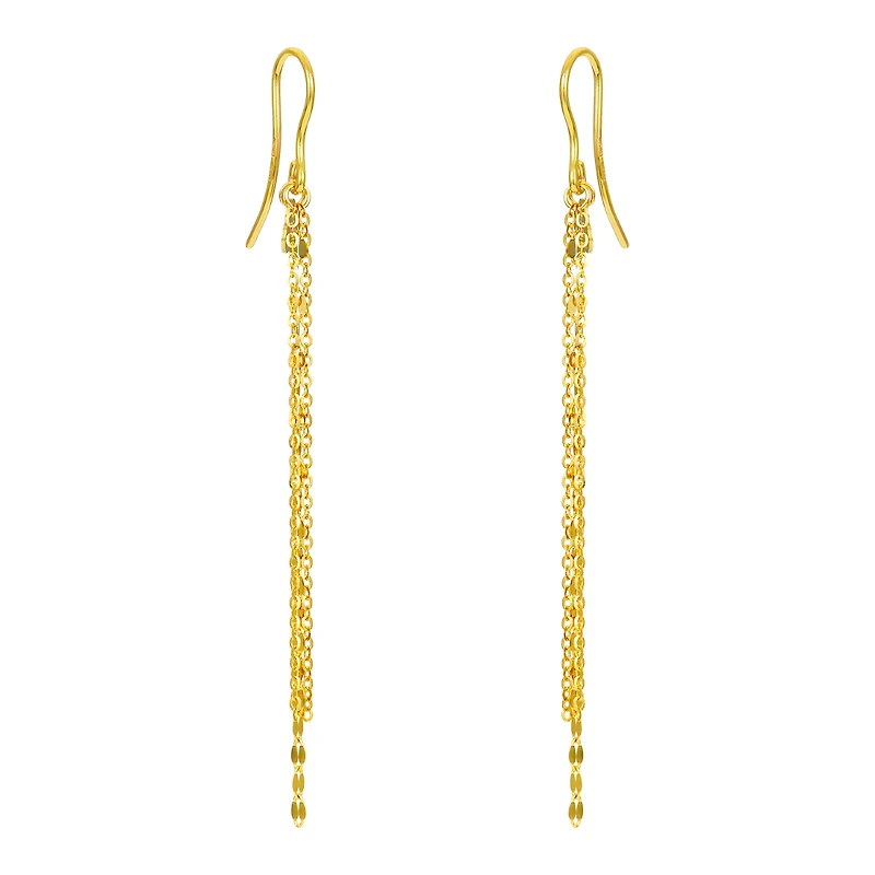 14K Yellow Gold Chain and Heart Dangle Earrings