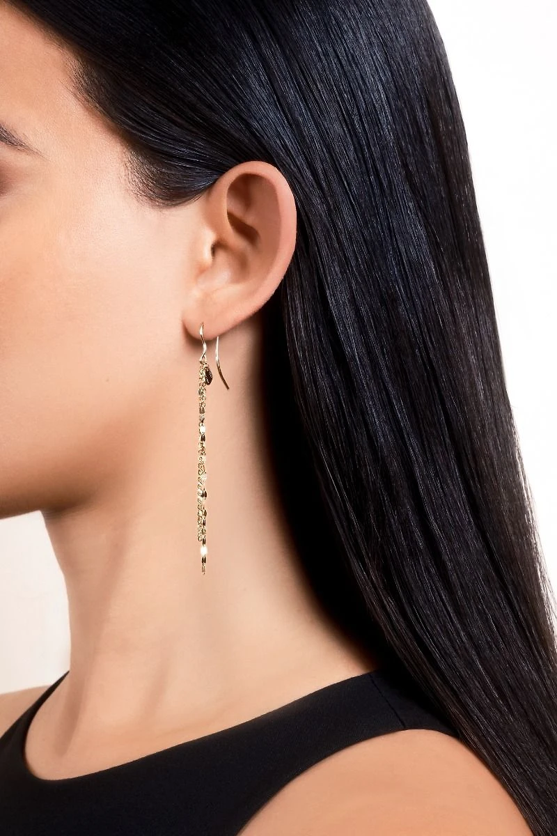 14K Yellow Gold Chain and Heart Dangle Earrings